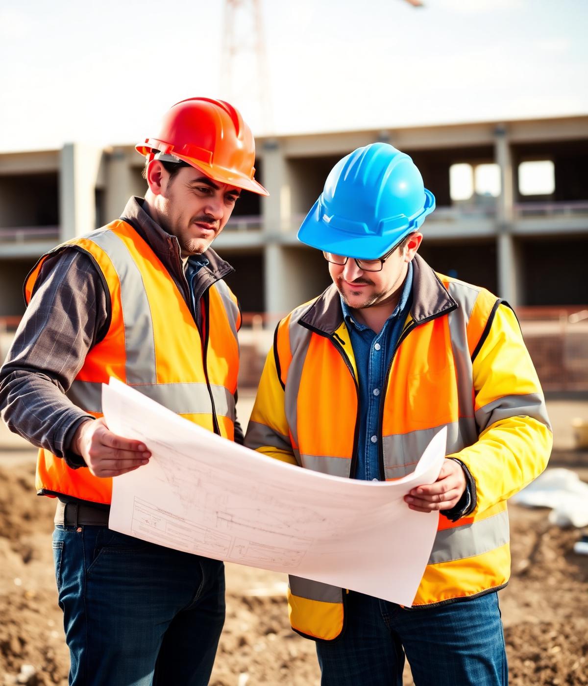 Alyaa Construction team reviewing plans on site